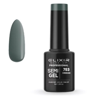 Elixir Professional Semi Gel Ημιμόνιμο Βερνίκι Νυχιών 753 Viridian Λαδί Γκρι Ζωηρό 5ml