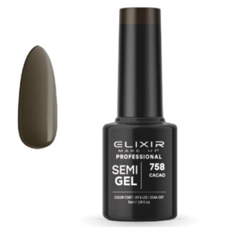 Elixir Professional Semi Gel Ημιμόνιμο Βερνίκι Νυχιών 758 Cacao Σκούρο Καφέ 5ml