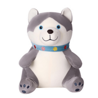 VIP Baby Dolls Stuffed Husky, Λούτρινος Σκύλος Husky Μαξιλάρι Γκρι Λευκό 60cm