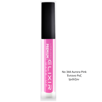 Elixir Premium Liquid Lipgloss 344 Aurora Pink Έντονο Ροζ Ιριδίζον 5ml