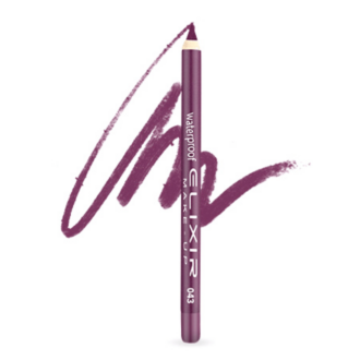 Elixir Waterproof Lip Pencil Μολύβι Χειλιών Αδιάβροχο 1,4gr 043 Midnight Mauve Μωβ Κρασιού