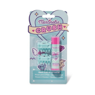 Martinelia Crush Beauty Set - Hair Clips X 2 Blue & Lip Balm 4gr Marshmallow