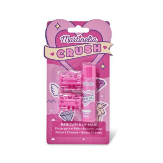 Martinelia Crush Beauty Set - Hair Clips X 2 Pink & Lip Balm 4gr Strawberry