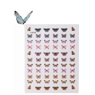 WD Nail Butterfly Stickers Διακοσμητικά Αυτοκόλλητα Νυχιών Πεταλούδες Διάφορα Μεταλλικά Χρώματα