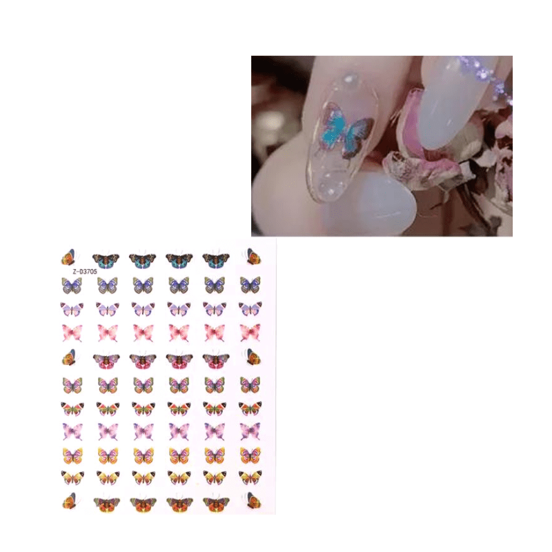 WD Nail Butterfly Stickers Διακοσμητικά Αυτοκόλλητα Νυχιών Πεταλούδες Διάφορα Μεταλλικά Χρώματα