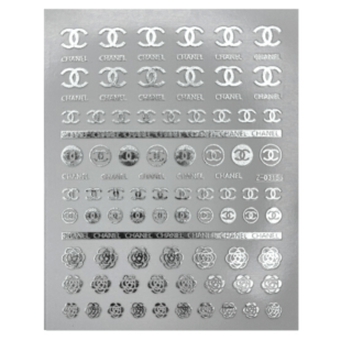 WD Nail Stickers Silver Διακοσμητικά Αυτοκόλλητα Νυχιών με σχέδιο Chanel Ασημί