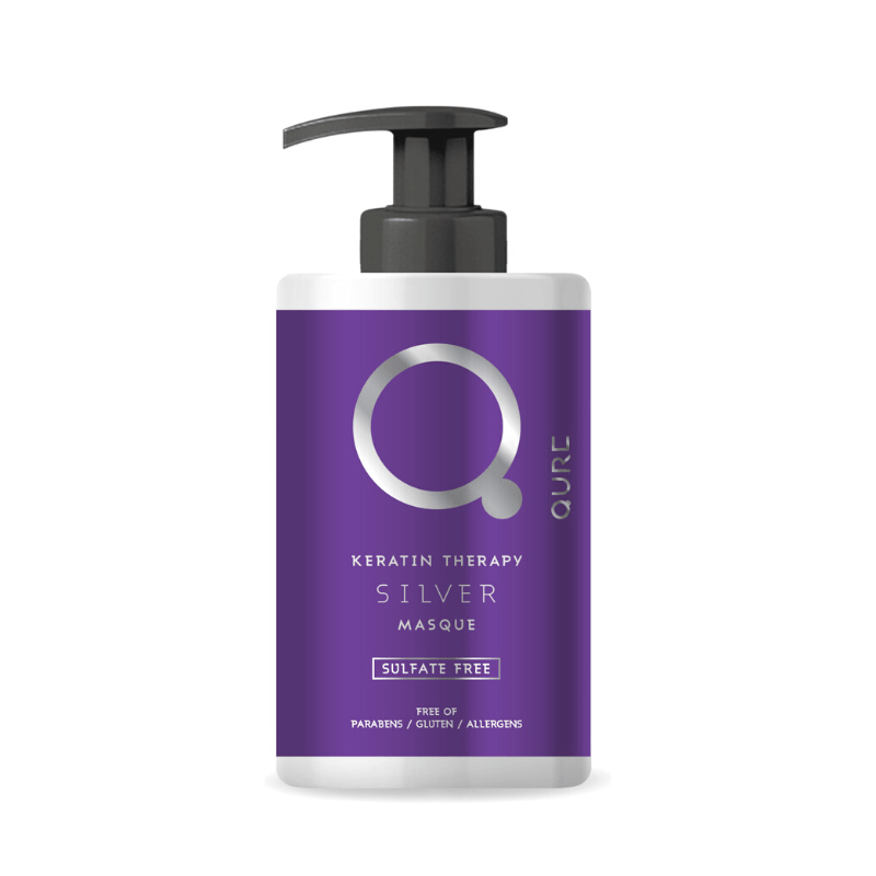 Qure Keratin Therapy Silver Masque Μάσκα Εξουδετέρωσης Κίτρινων Τόνων Χωρίς Θειικά Άλατα και  Sulfate 300ml