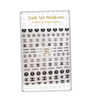 WD Nail Stickers Silver Διακοσμητικά Αυτοκόλλητα Νυχιών με σχέδιο Chanel Μαύρα