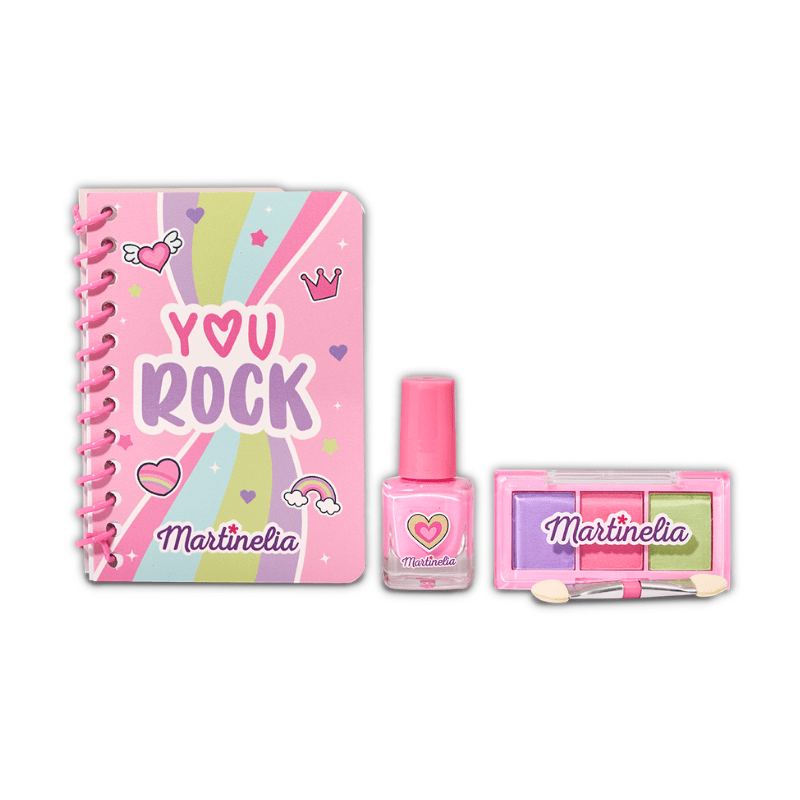 Martinelia Super Girl Beauty Set & Notebook - Σετ για Κορίτσια με Βερνίκι Νυχιών 1 x 4ml, Σκιές Ματιών Με Πινέλο & Σημειοματάριο