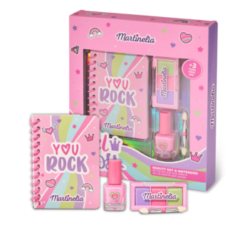 Martinelia Super Girl Beauty Set & Notebook - Σετ για Κορίτσια με Βερνίκι Νυχιών 1 x 4ml, Σκιές Ματιών Με Πινέλο & Σημειοματάριο