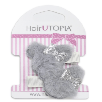 Hair Utopia Clips Μανταλάκια Μαλλιών Furry Mouse 2pcs Γκρι