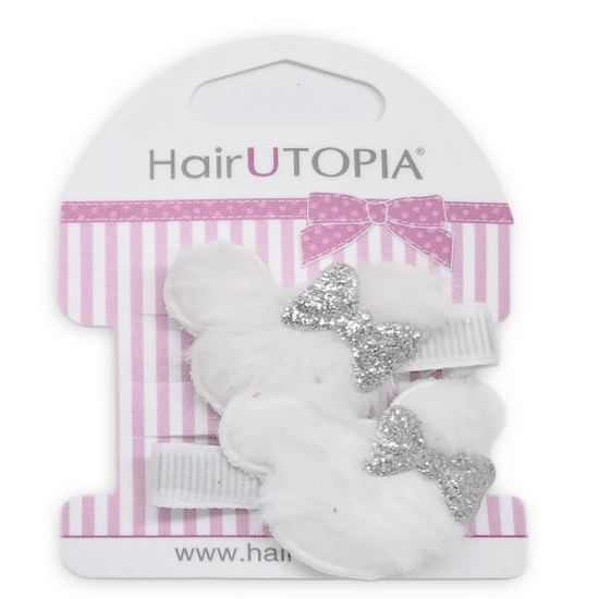 Hair Utopia Clips Μανταλάκια Μαλλιών Furry Mouse 2pcs Λευκά