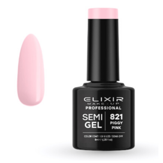 Elixir Professional Semi Gel Ημιμόνιμο Βερνίκι Νυχιών 821 Piggy Pink Ροζ Γουρουνάκι 8ml