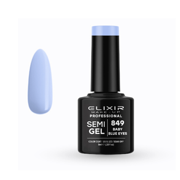 Elixir Professional Semi Gel Ημιμόνιμο Βερνίκι Νυχιών 849 Baby Blue Eyes Γαλάζιο Μώβ Απαλό 8ml