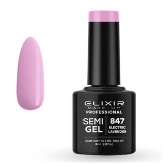 Elixir Professional Semi Gel Ημιμόνιμο Βερνίκι Νυχιών 847 Electric Lavender Ροζ Μωβ Απαλό 8ml