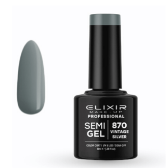 Elixir Professional Semi Gel Ημιμόνιμο Βερνίκι Νυχιών 870 Vintage Silver Γκρί 8ml