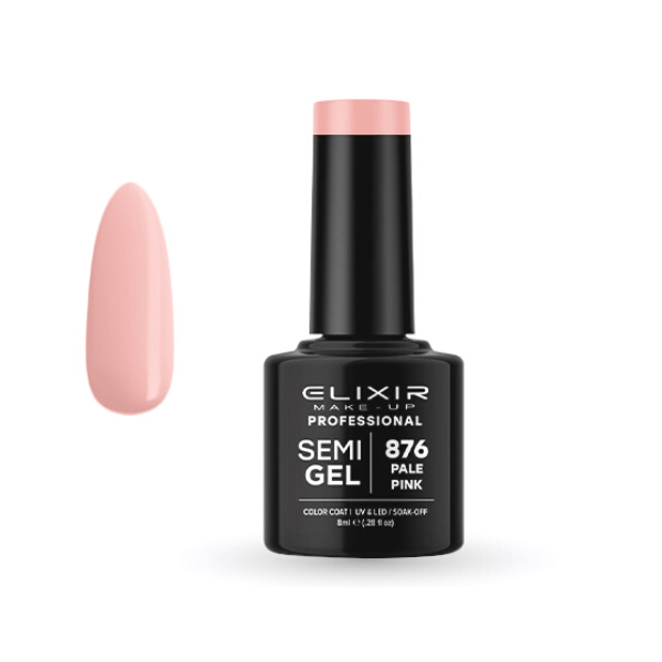 Elixir Professional Semi Gel Ημιμόνιμο Βερνίκι Νυχιών 876 Pale Pink Απαλό Ροζ 8ml