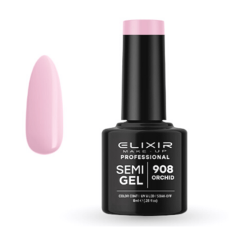 Elixir Professional Semi Gel Ημιμόνιμο Βερνίκι Νυχιών 908 Orchid Oυδέτερο Μωβ 8ml