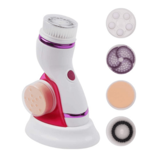 CNAIER Facial Cleansing & Massaging Device 4 in 1- Ηλεκτρικό Βουρτσάκι Σιλικόνης για Καθαρισμό και Μασάζ Προσώπου Λευκό Μωβ