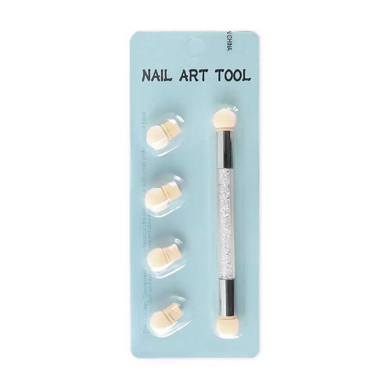 C&G Ombre Sponge Art Tool Πινέλο Νυχιών Με 6 Κεφαλές  - Ασημί