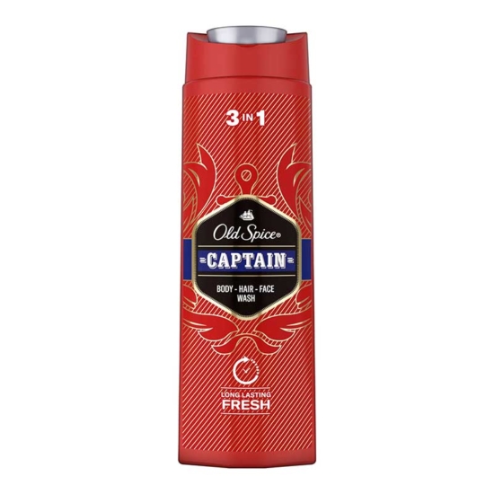 Old Spice Captain 3 in 1 Body, Hair & Face Wash 400ml Long Lasting Scent