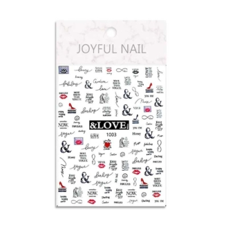 Joyful Nail Stickers Love Διακοσμητικά Αυτοκόλλητα Νυχιών Μαύρo - Κόκκινο