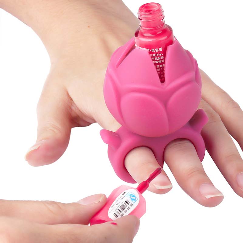 W&D Silicone Nail Polish Holder - Δαχτυλίδι Σιλικόνης Στήριξης Βερνικιού Ροζ