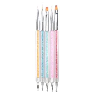 WD Σετ Πινέλα Μανικιούρ Σχεδίου, Acrygel & Dotting Tools 5pcs Πολύχρωμα