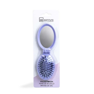 IDC Pocket Pop Out Brush With Mirror - Πτυσσόμενη Bούρτσα Mαλλιών με Kαθρεφτάκι Μωβ