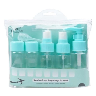 D&H Cosmetic Bag & Bottle Five Package Travel Set Blue Μπουκαλάκια Άδεια 5 x 50ml, Χωνάκι Γεμίσματος & Stickers