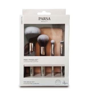 PARSA Mini Makeup Brush Set 18 x 11,5 - 4 Πινέλα & Πουγκί Αποθήκευσης Vegan