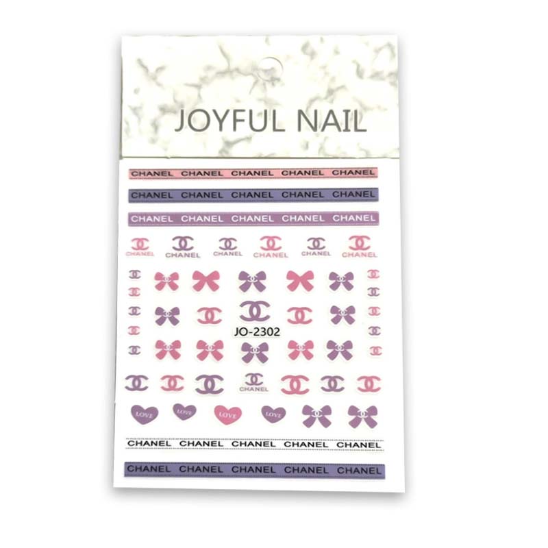 Joyful Nail Stickers Διακοσμητικά Αυτοκόλλητα Νυχιών με σχέδιο Logo Chanel Ροζ Μώβ