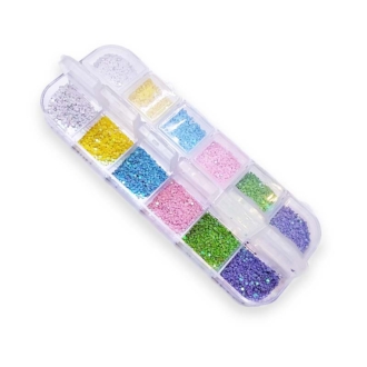 WD Διακοσμητικά Στρας Glitter Νυχιών 6 Colours 12 x 0,8gr