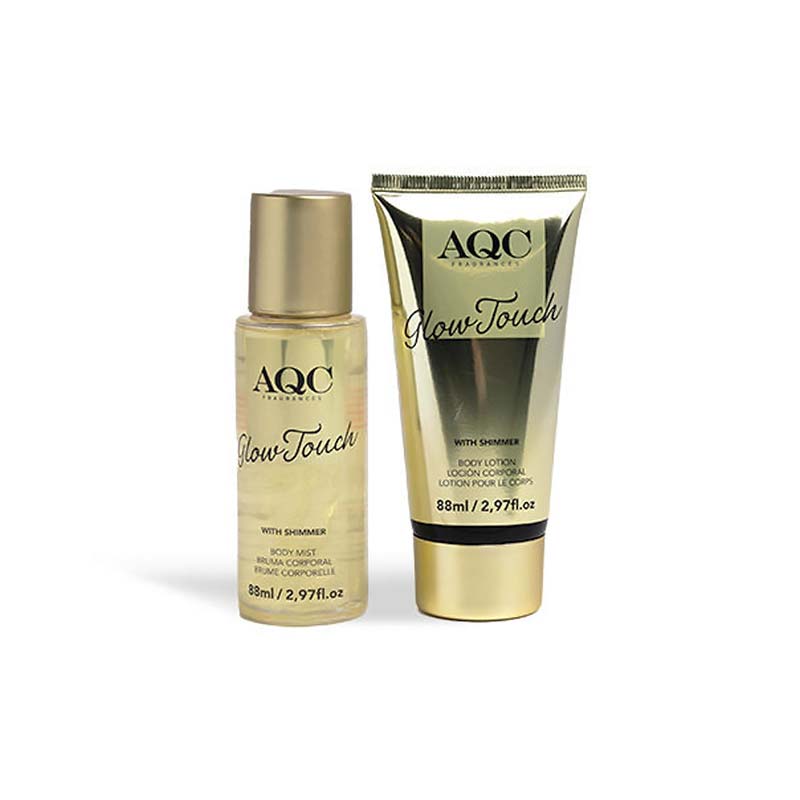 AQC Glow Touch Shimmer Set Gold Body Lotion 88ml & Body Mist 88ml Γλυκό Τροπικό Άρωμα