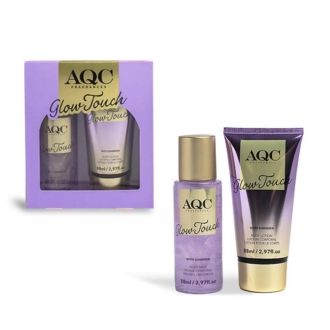 AQC Glow Touch Shimmer Set Purple Body Lotion 88ml & Body Mist 88ml Φρουτώδες Λουλουδένιο Άρωμα