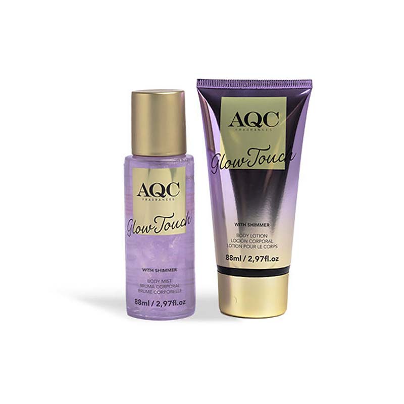 AQC Glow Touch Shimmer Set Purple Body Lotion 88ml & Body Mist 88ml Φρουτώδες Λουλουδένιο Άρωμα