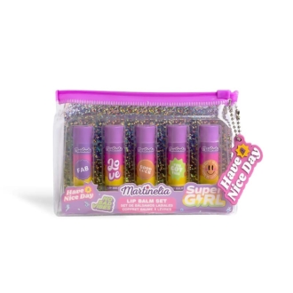 Martinelia Super Girl Lip Balm Cosmetic Bag Set Lipbalm 5 x 4gr & Cosmetic Bag Ηλικίές 3+