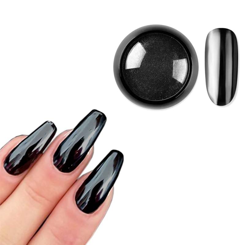 Vicky Nail Pigment Black Powder Διακοσμητική Σκόνη Νυχιών Mirror Effect Μαύρη 8gr