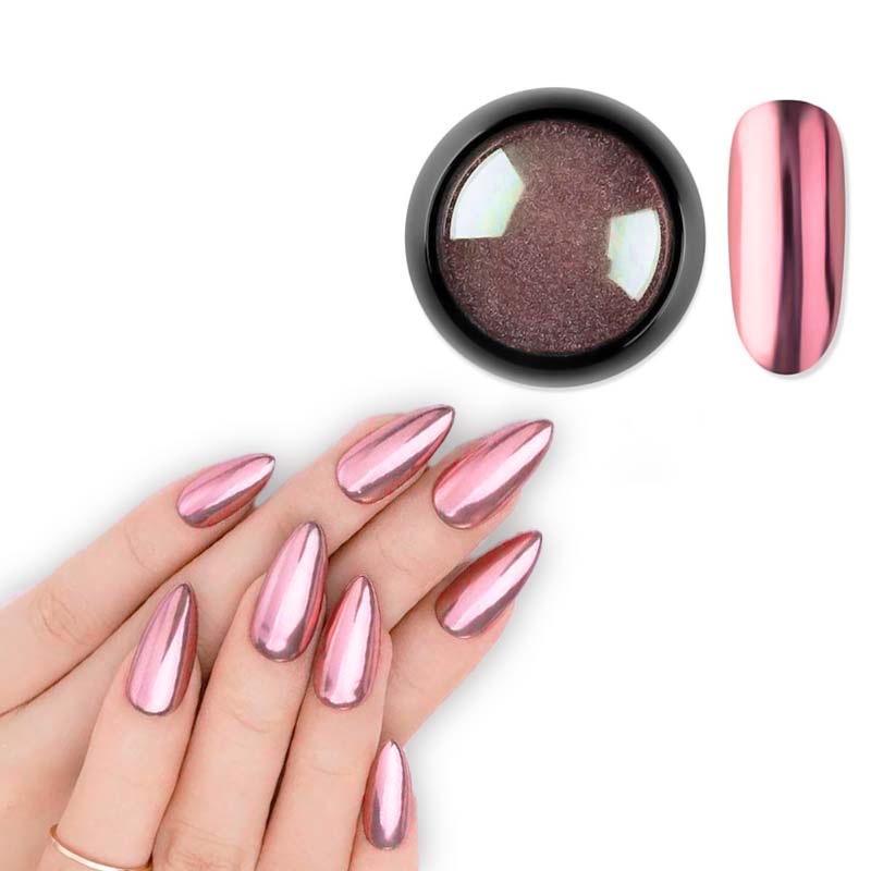 Vicky Nail Pigment Rose Gold Powder Διακοσμητική Σκόνη Νυχιών Mirror Effect Ροζ 8gr