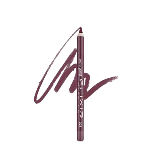 Elixir Waterproof Lip Pencil Μολύβι Χειλιών Αδιάβροχο 1,4gr 027 Grape Twist Μωβ Μπορντώ Κρασιού