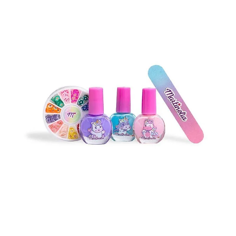 Martinelia Little Unicorn Nail Design Kit Βερνίκια Νυχιών 3 x 4ml, Λίμα Νυχιών & Αυτοκόλλητα 3D