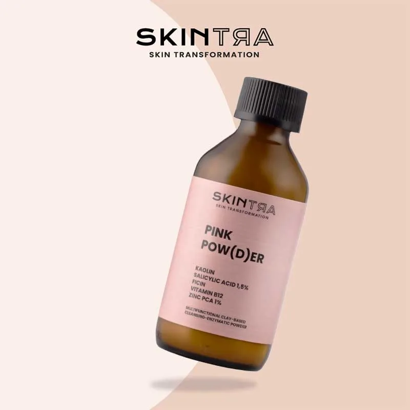 SkinTra Pink Pow(d)er Multifunctional Cleansing Enzymatic Powder on Clay Base Πούδρα Καθαρισμού του Δέρματος με Λευκή Άργιλο 40gr - 100ml