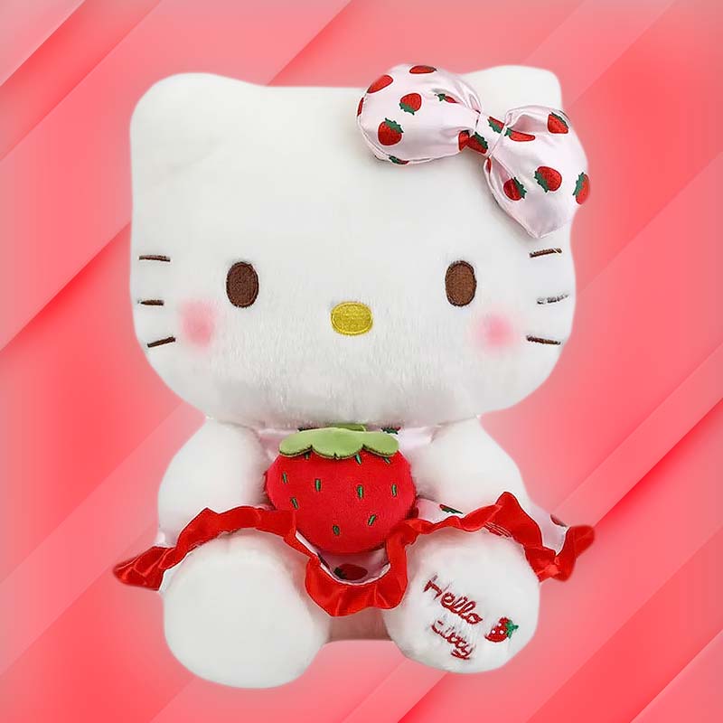 VIP Baby Dolls Stuffed Straberry Hello Kitty, Λούτρινο Γατάκι Λευκό 50cm