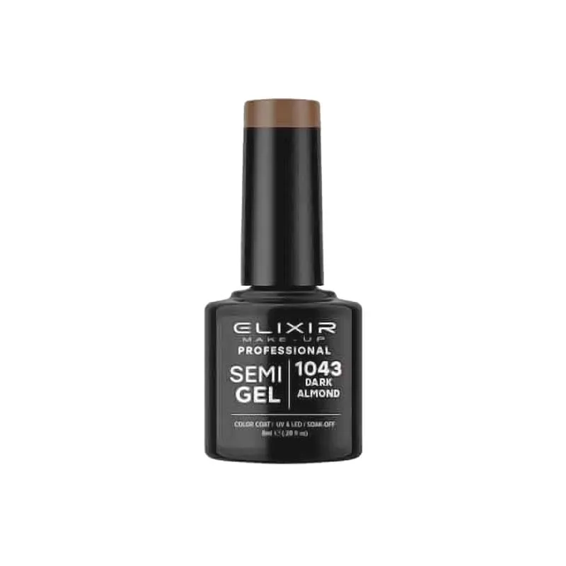 Elixir Professional Semi Gel Ημιμόνιμο Βερνίκι Νυχιών 1043 Dark Almond Σοκολατί Μπεζ 8ml