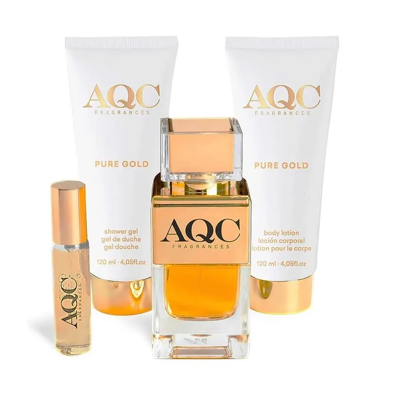 AQC Fragraces Pure Gold Perfume Set 4pcs 30 x 21 x 6cm