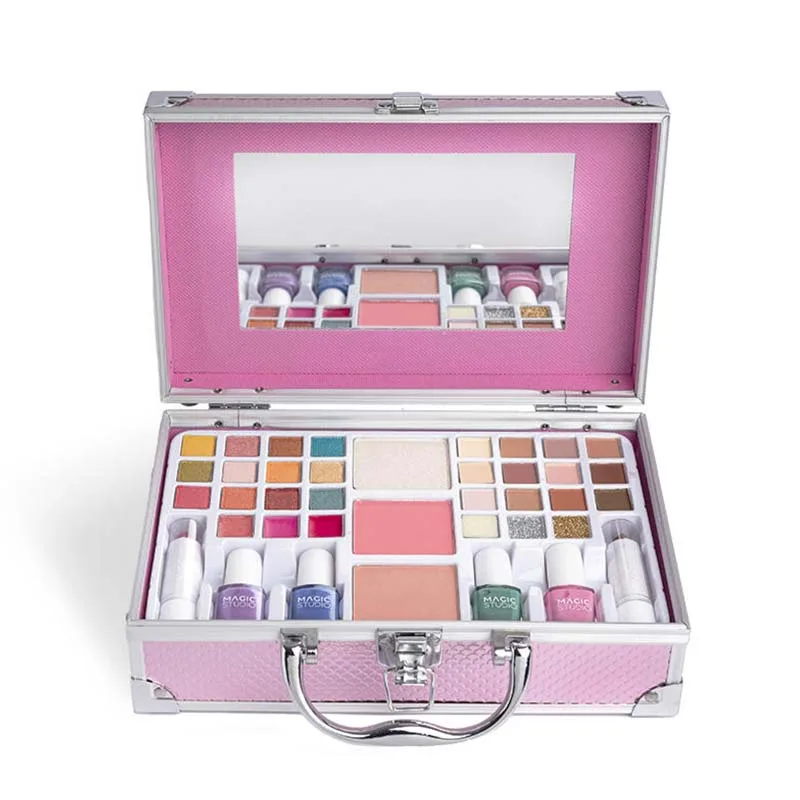 IDC Magic Studio Colorful Face & Nail Case Βαλιτσάκι Μακιγιάζ Ροζ Μεταλλικό 25 x 16 x 8,5cm